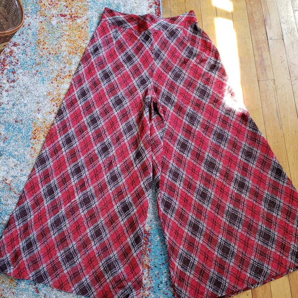 Vintage metallic plaid palazzo pants